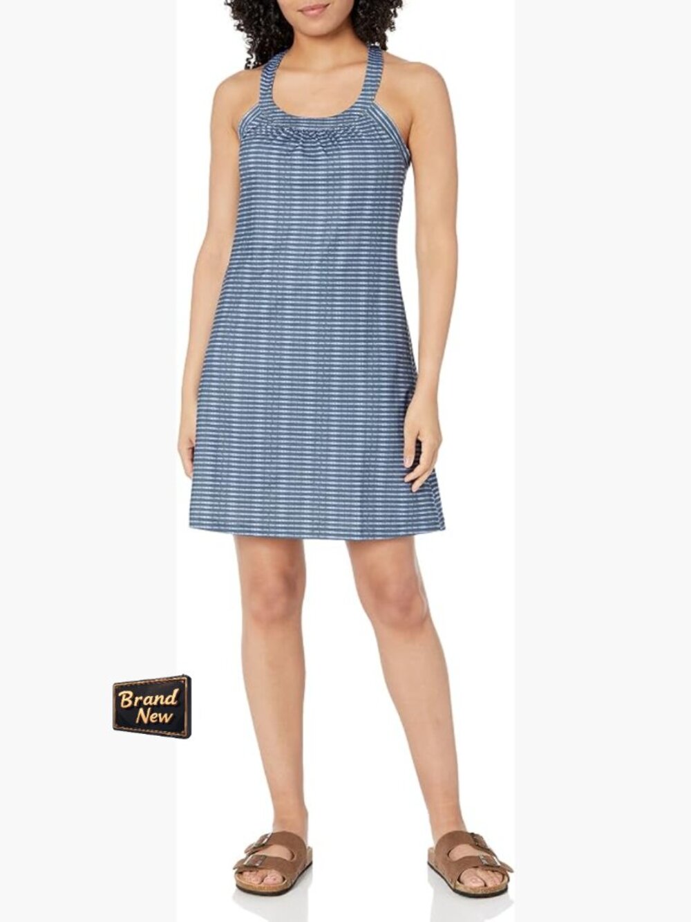 Women's Halter Knit A-Line Dress with Shelf Bra, Mid-Thigh, Recycled Polyester
